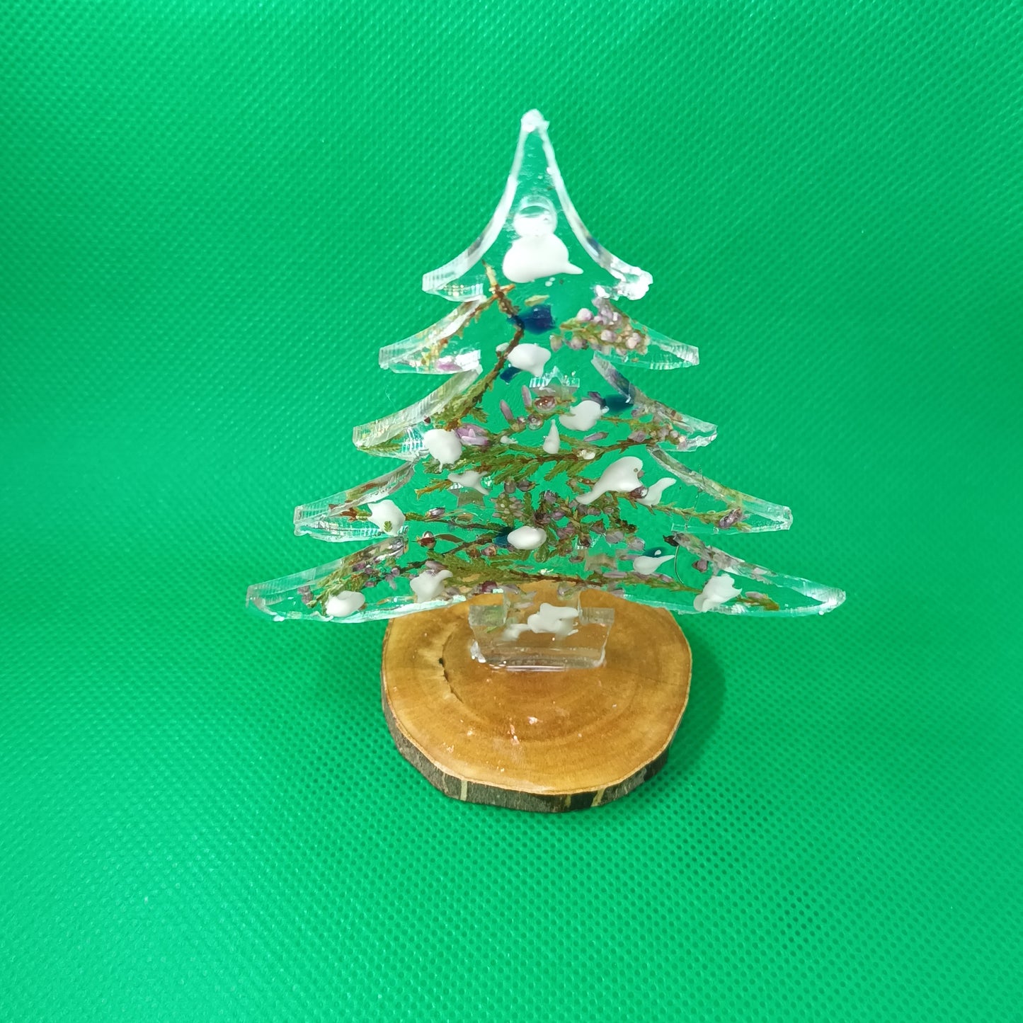 Double sided freestanding Christmas Tree Decoration with snow.