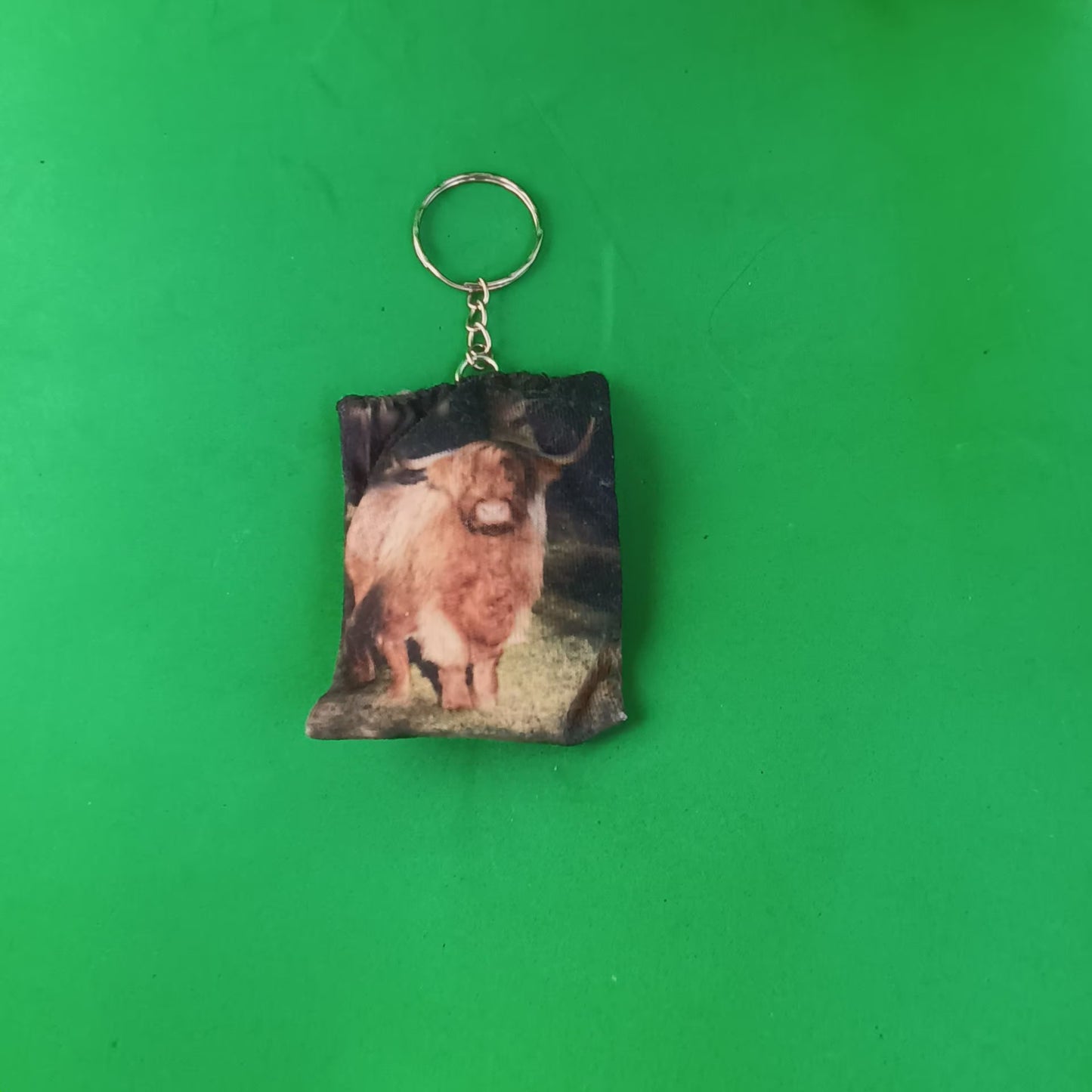 Double sided Cute Highland Cow keyring