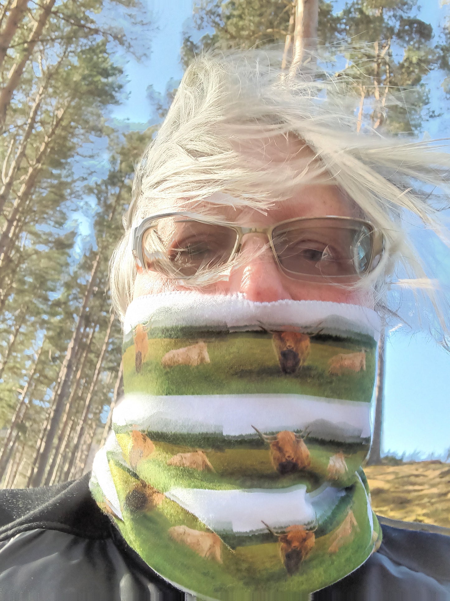 Cute Highland Cows .Glen Feshie. Snood. Neck gaiter.Warm.soft. Eco-friendly. Eco Fleece. Ellen.