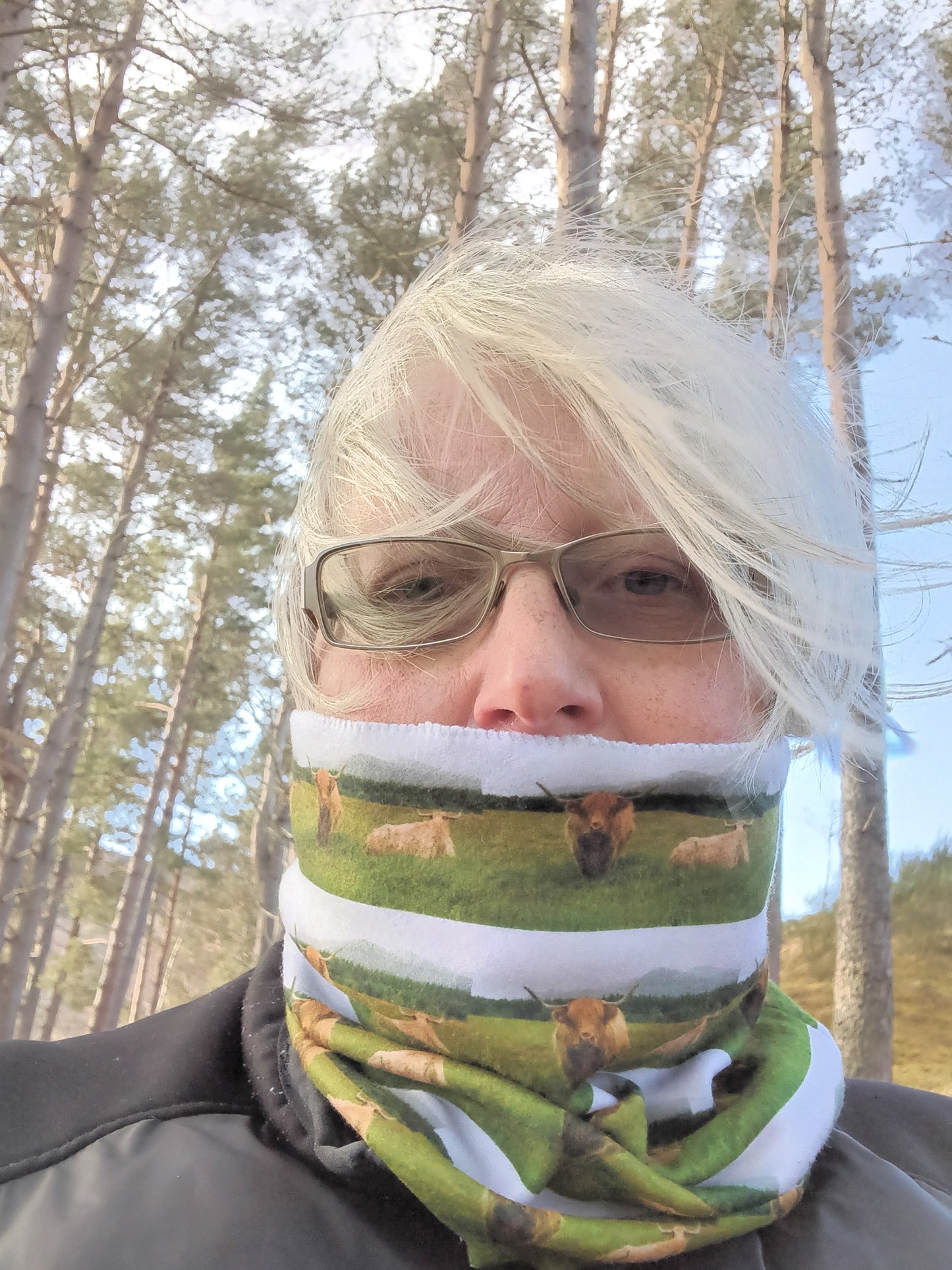 Cute Highland Cows .Glen Feshie. Snood. Neck gaiter.Warm.soft. Eco-friendly. Eco Fleece. Ellen.
