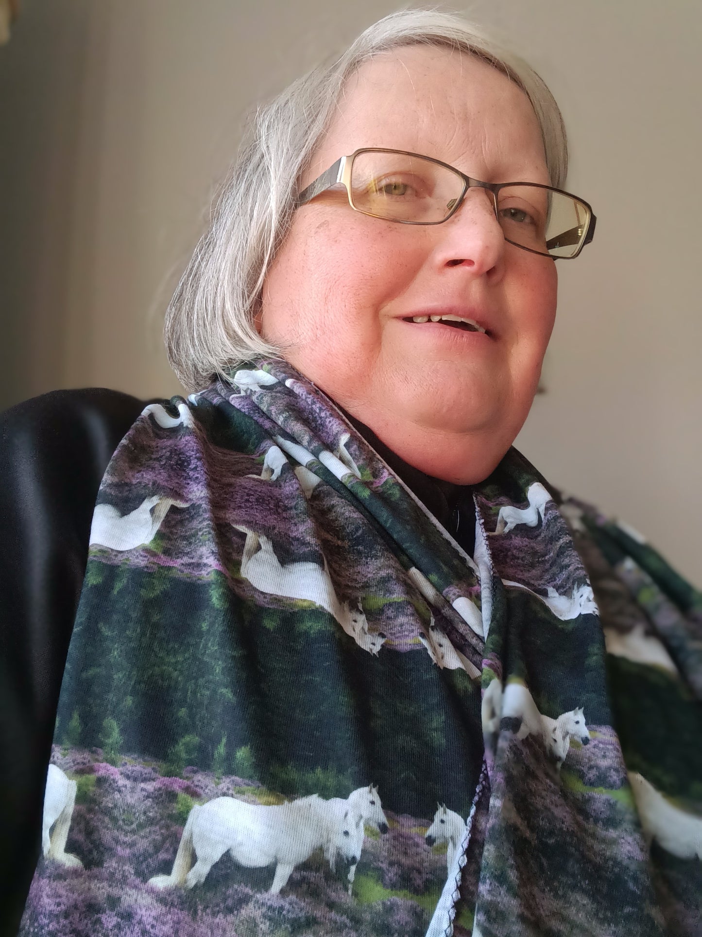 Ellen wearing scarf. Highland Ponies