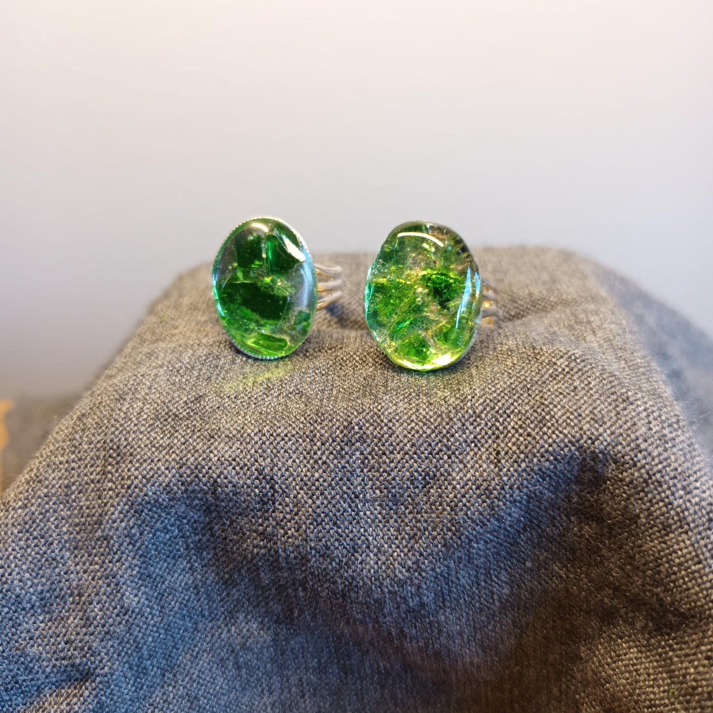 Green Sea glass. Adjustable ring.