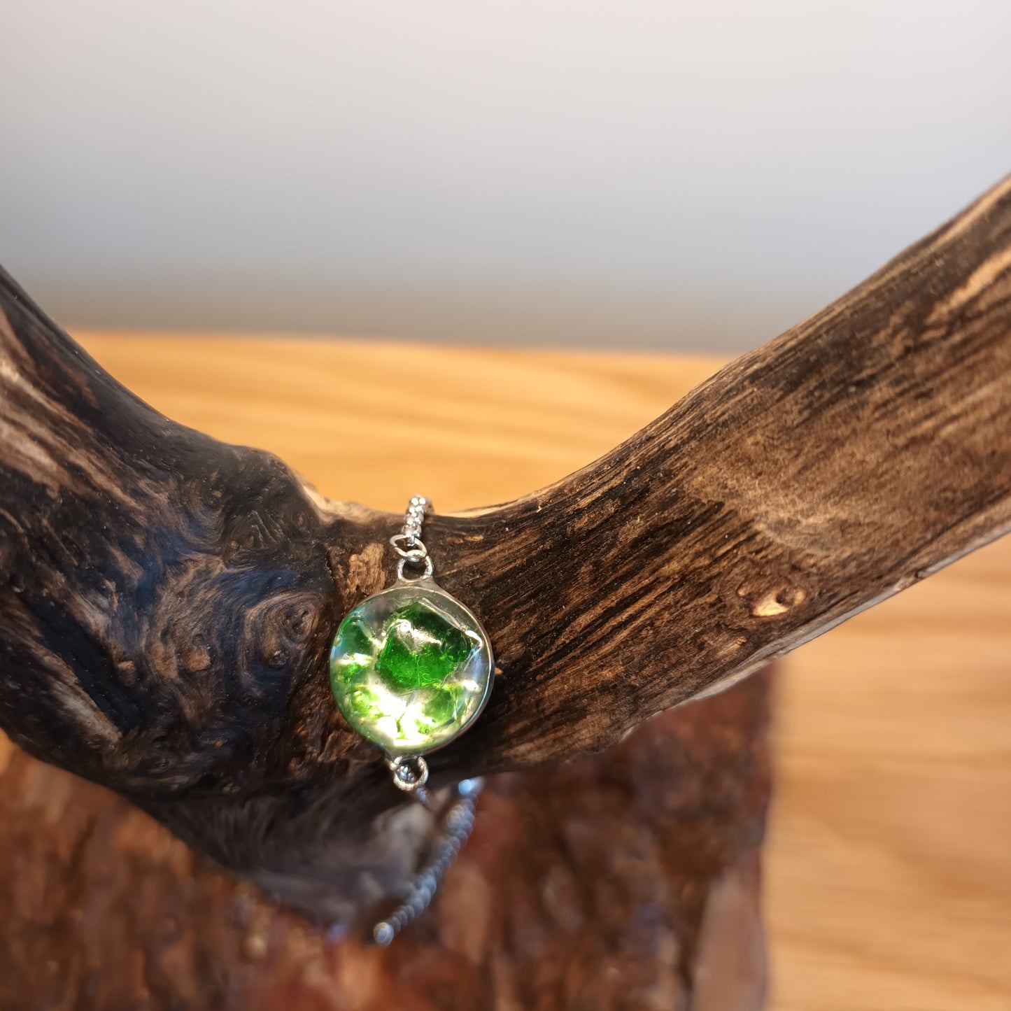 Green Seaglass Pendant Bracelet