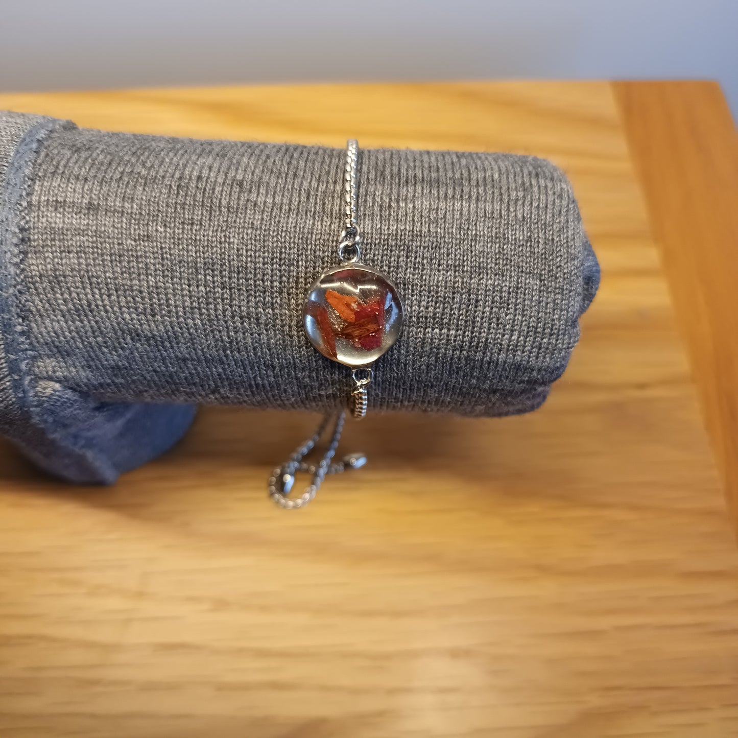Adjustable bracelet .Red leaves. Autumn Highlands