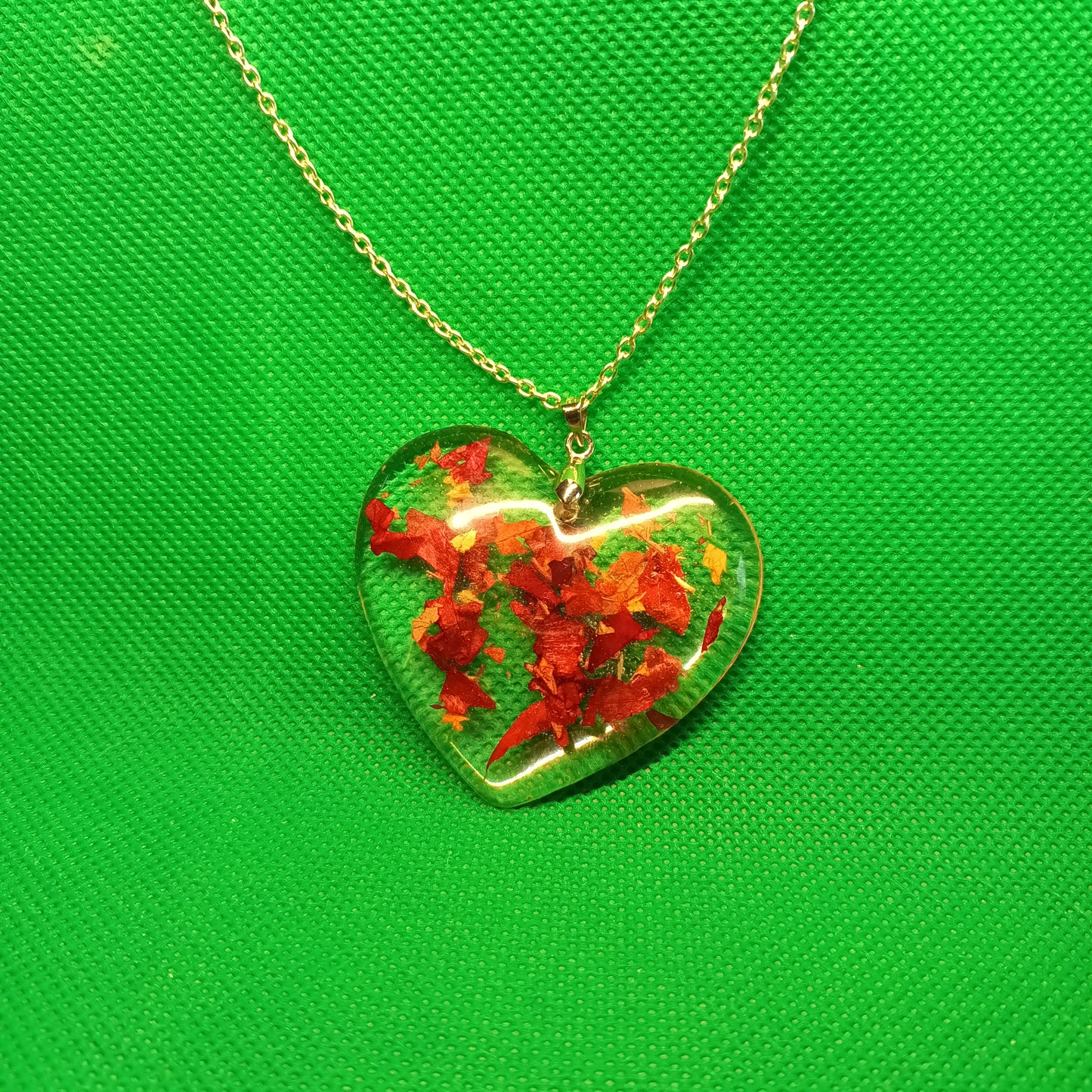 Autumnal Red. Heart . Pendant Necklace. Highlands .Scotland.