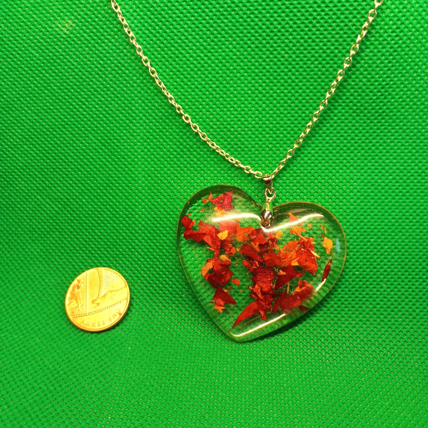 Highland Red Heart Necklace with silver plated chain.