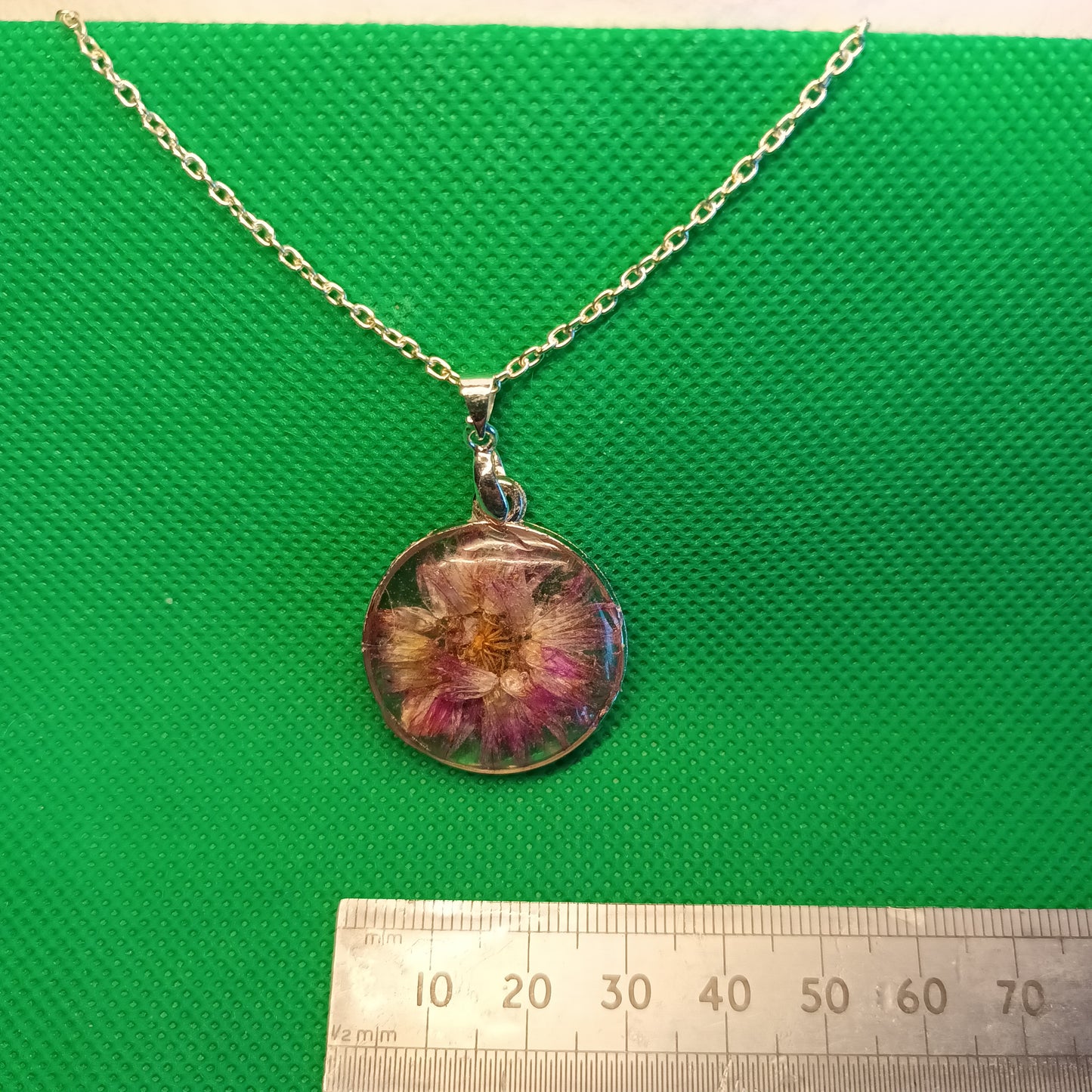 Pink Allium Flower Pendant Necklace