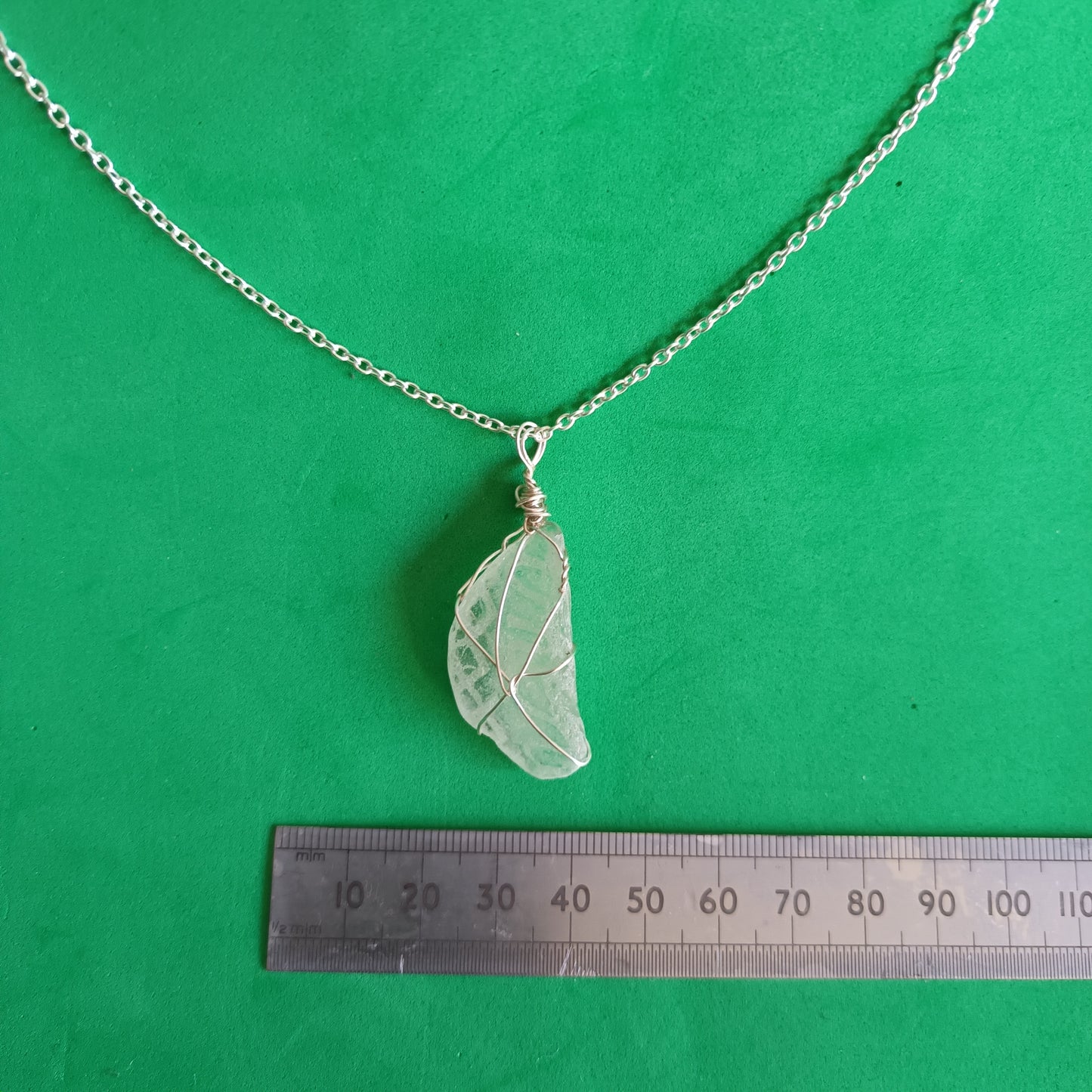 White Seaglass necklace. Wire wrapped.
