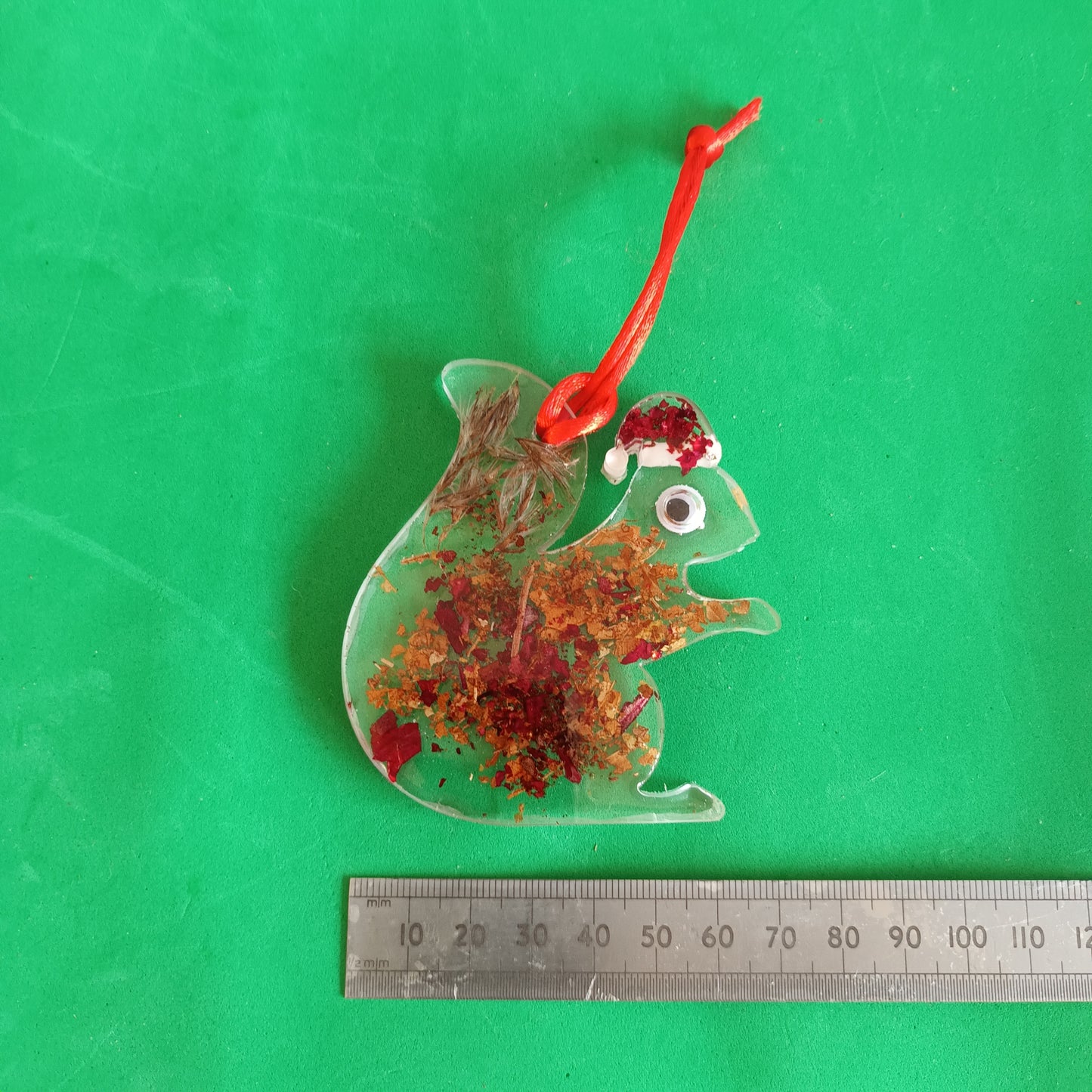 Double Sided Cute Red Squirrel with hat hanging Christmas Decoration