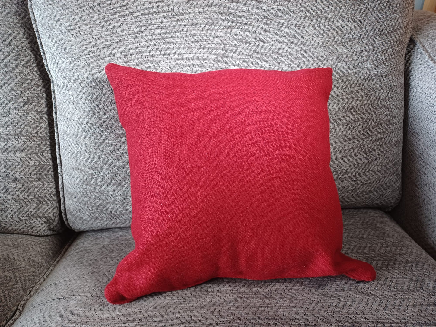 Red Harris Tweed® Cushion 16 inchs x 16 inchs with Red Squirrel design