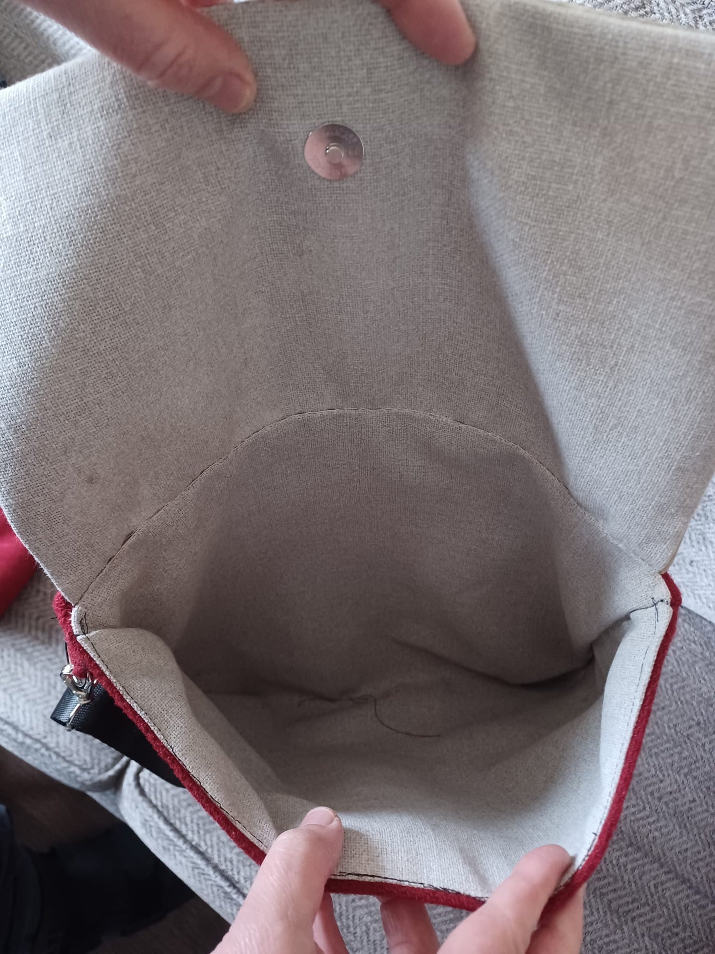 Red Harris Tweed® messenger bag with Red Squirrel design.