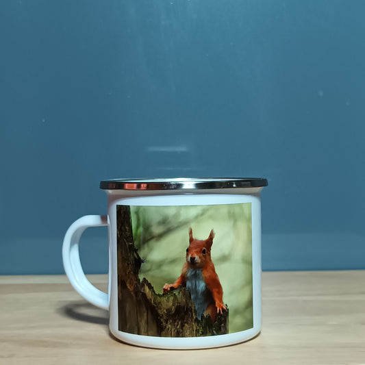 Red Squirrel Enamel Mug.