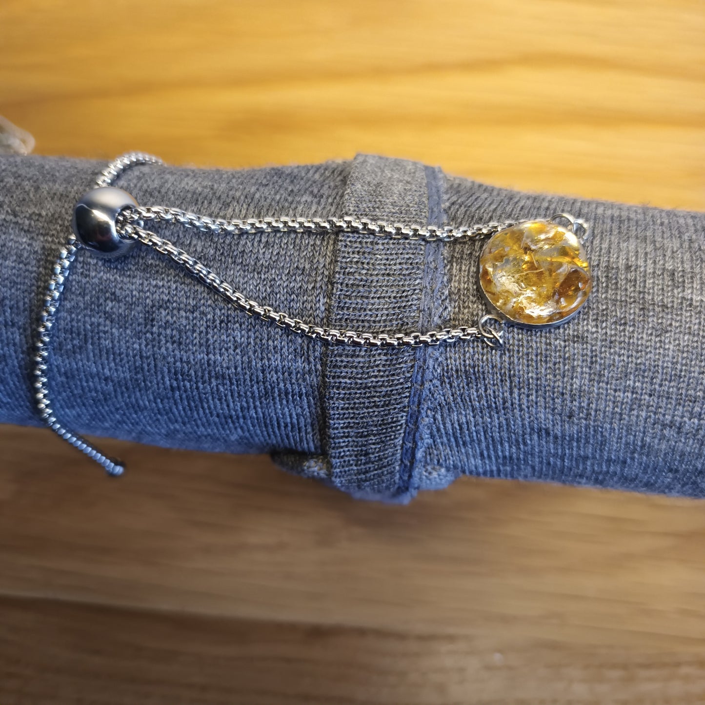 Golden Yellow Seaglass Pendant Bracelet