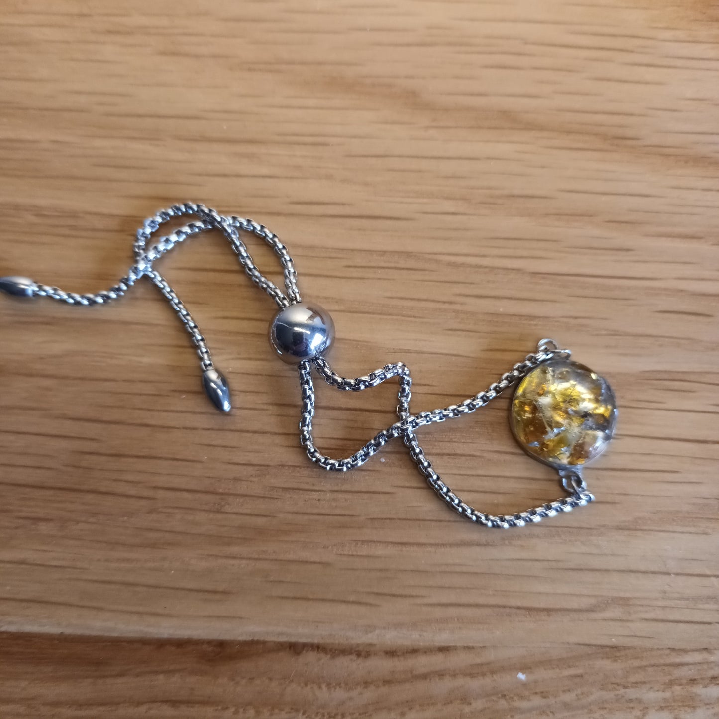 Golden Yellow Seaglass Pendant Bracelet