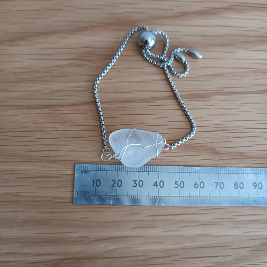 White Seaglass.  Bracelet 