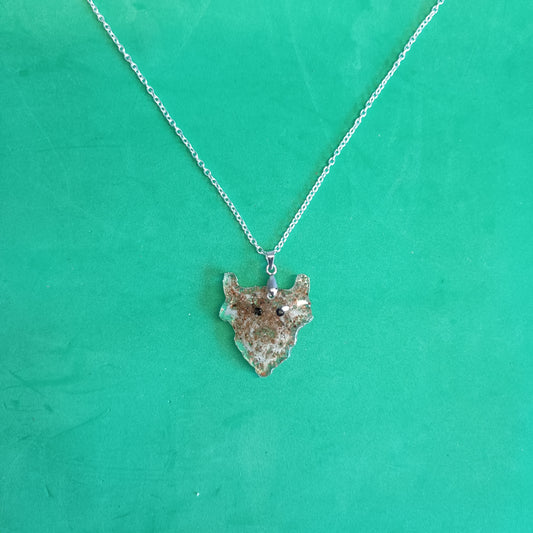 Highland cow,  silver plate chain 