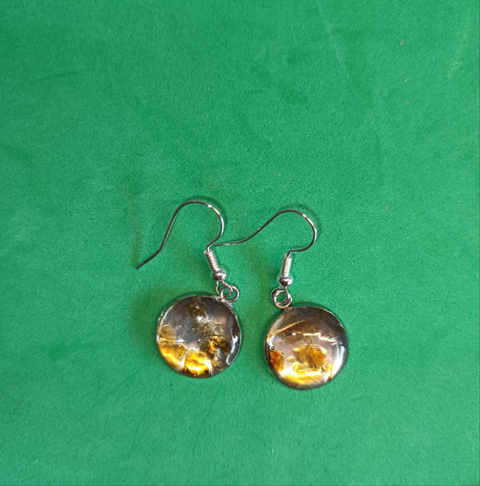 Light Amber, seaglass , earrings 