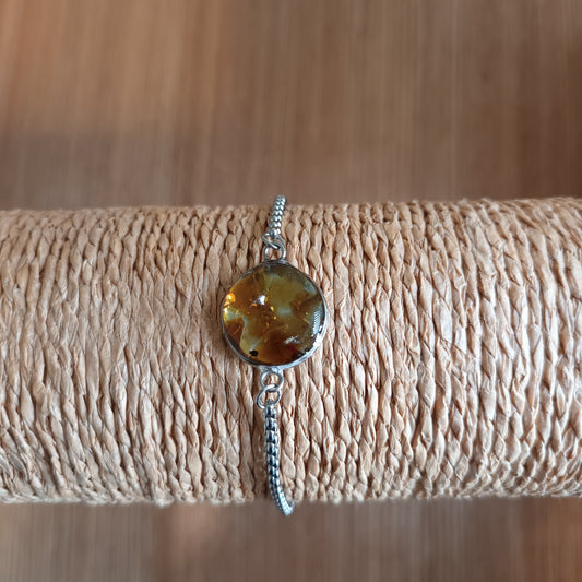 Amber seaglass gem adjustable bracelet 