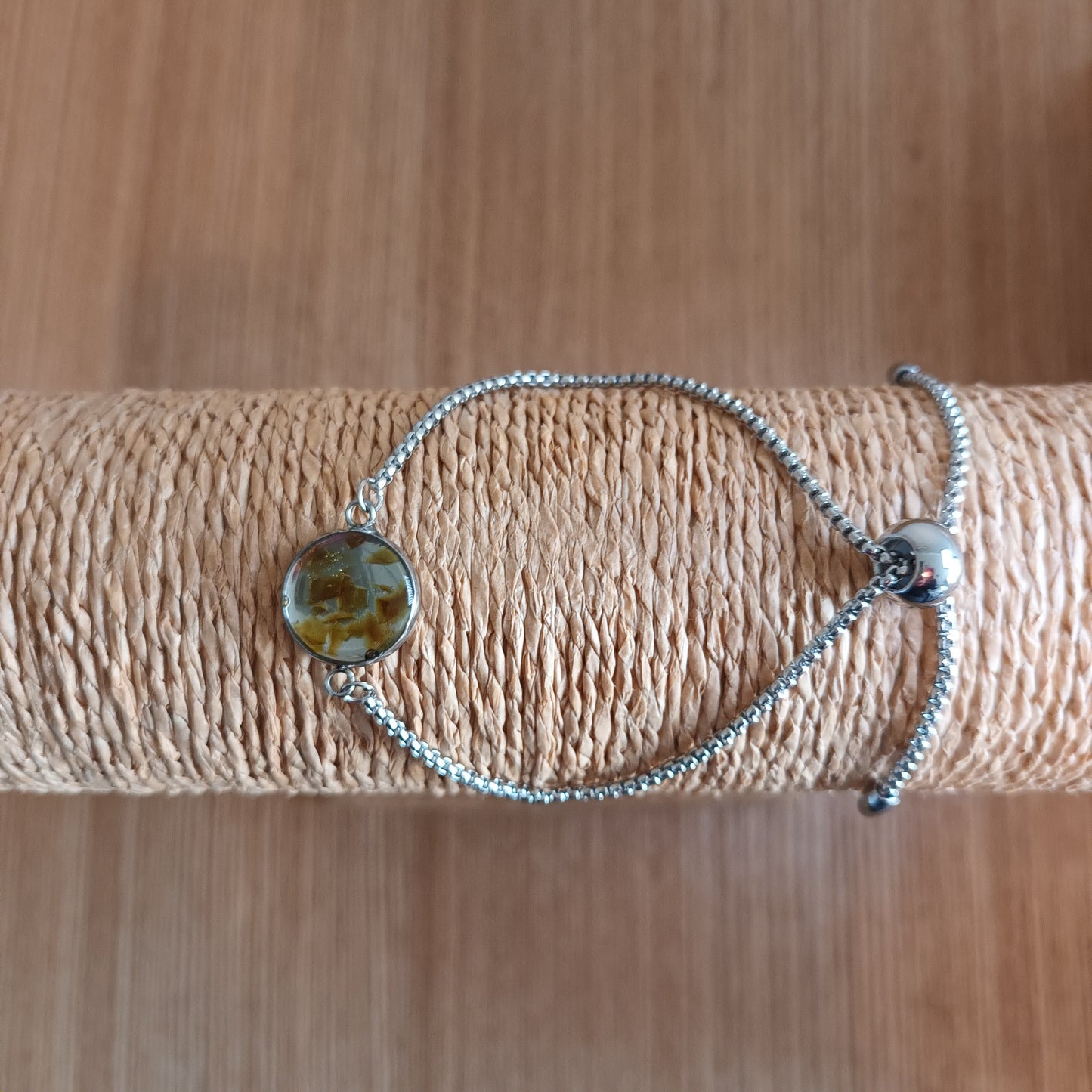 Amber Seaglass Gem  Bracelet