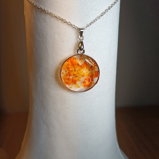 Orange seaglass pendant necklace