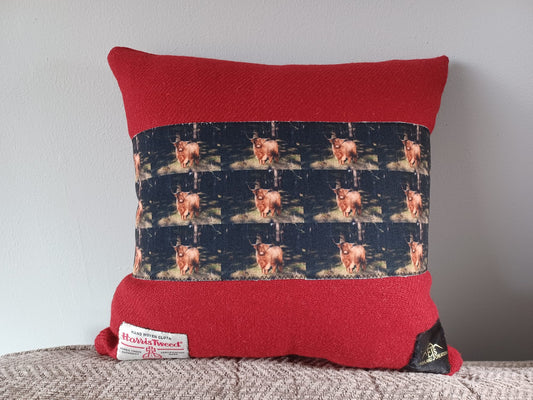 Harris Tweed® Cushion. Red Hogland Cow 