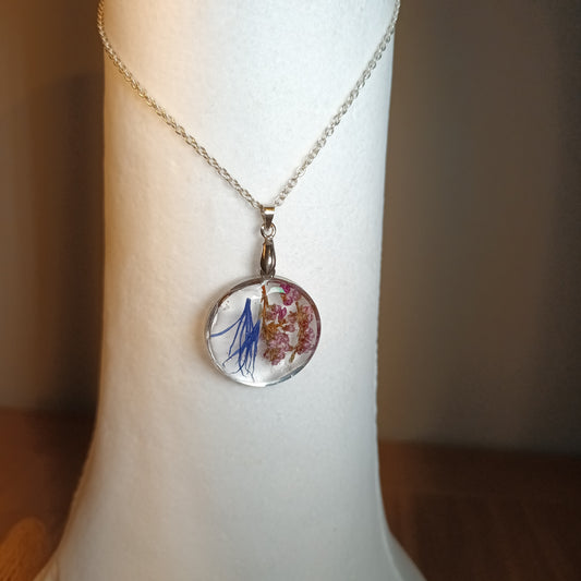 Heather and cornflower pendant necklace 