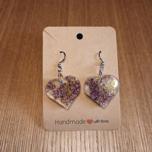Highland Purple Heather Heart drop earrings