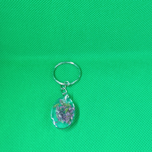 Dark Purple Highland Heather Tear shaped keyring