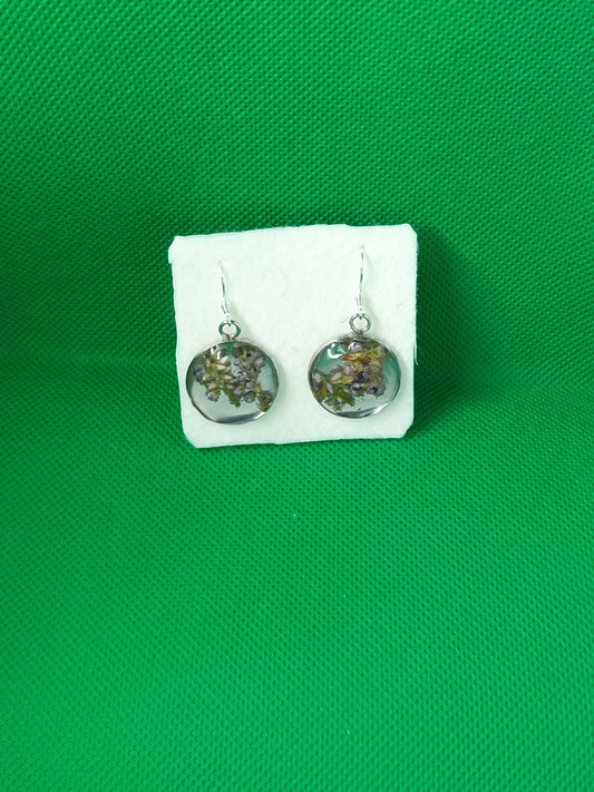 Highland Purple Heather round pendant drop earrings